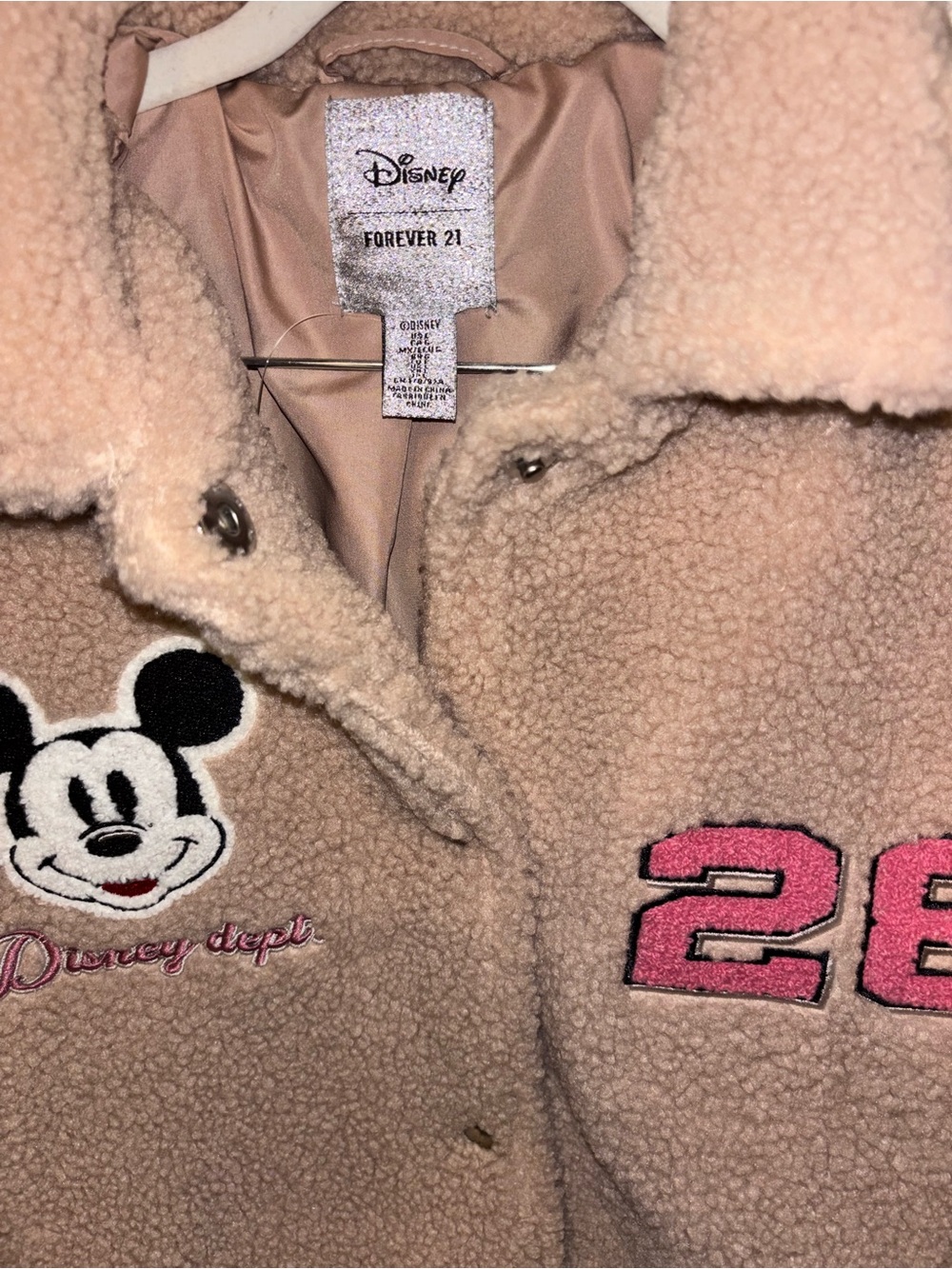 Disney X Forever 21 Varsity Sherpa Jacket Mickey Mouse women L - Picture 2 of 5